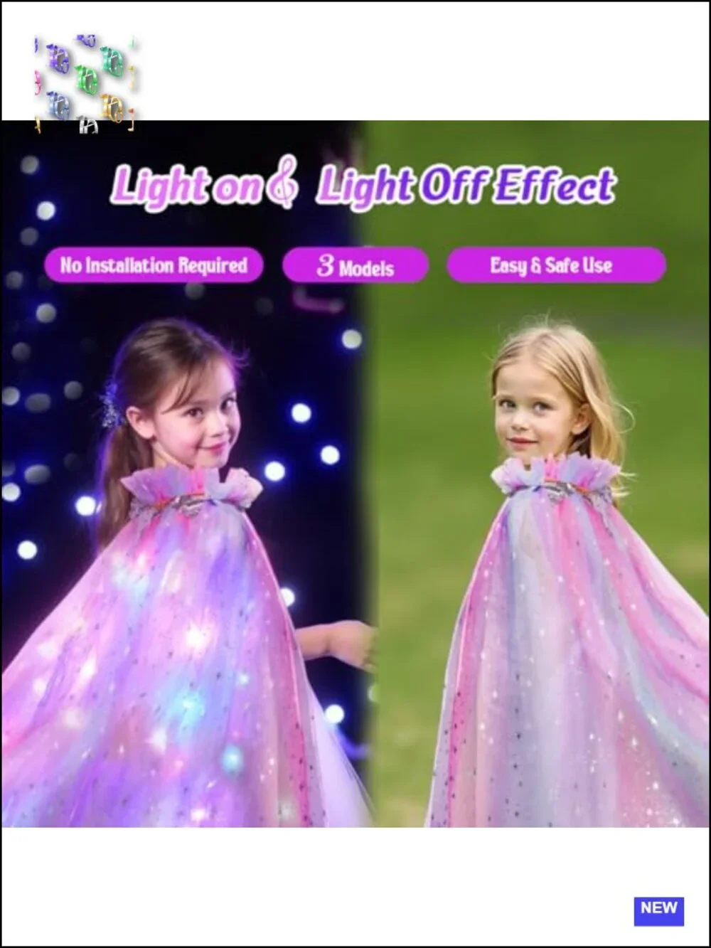 Light Up Princess Cape Tutu Dress Up Set with Crown Wand Jewelry